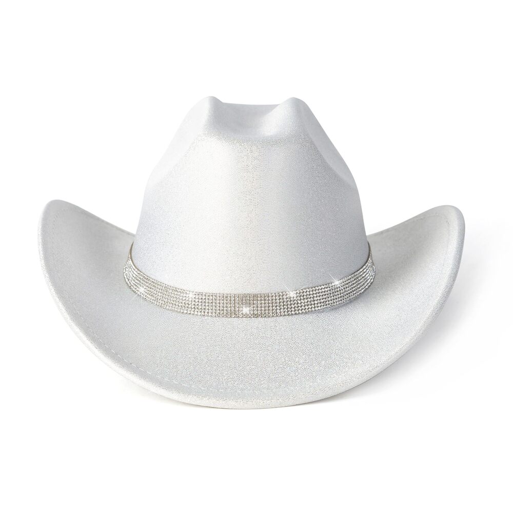 3627 Women Men Wide Brim Cowboy Hats With Rhinestone Buckle For Party Disco